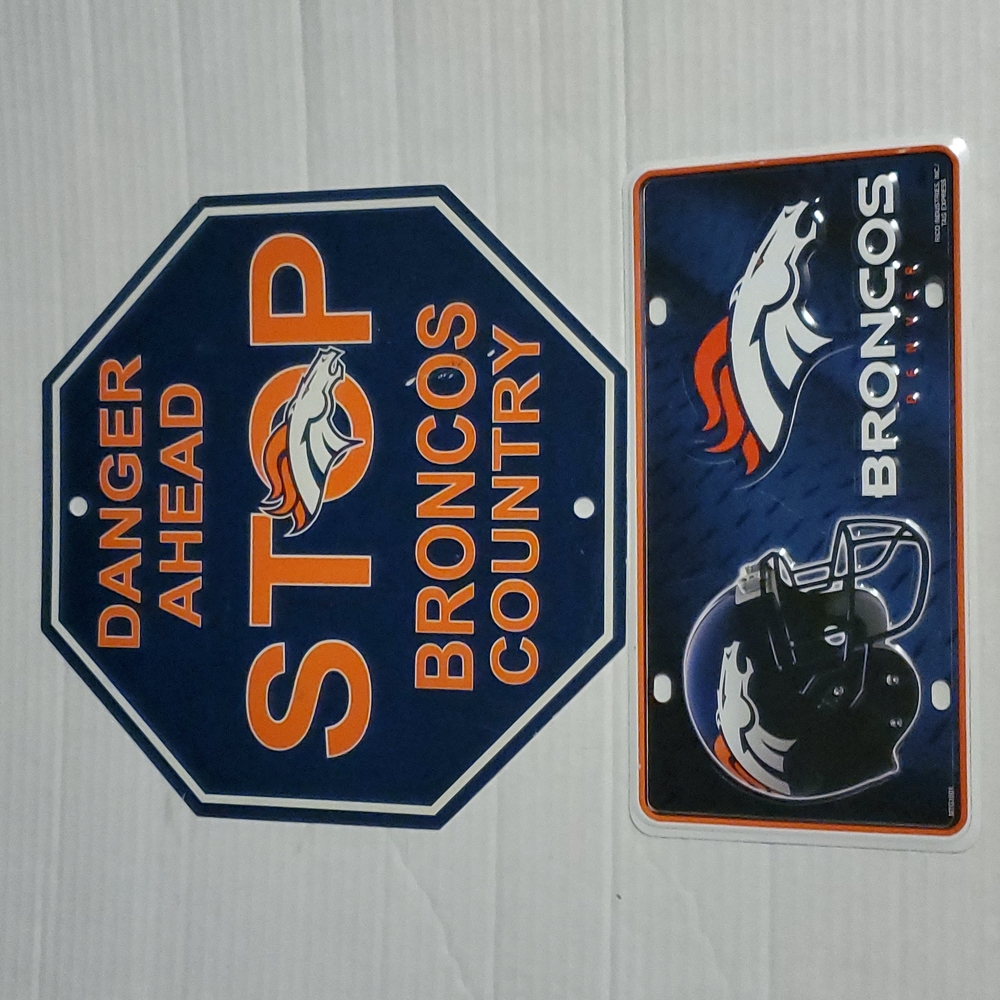 Set of two Denver Broncos signs